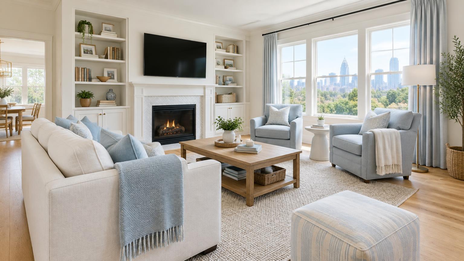 Bright renovated living room used as service inspiration